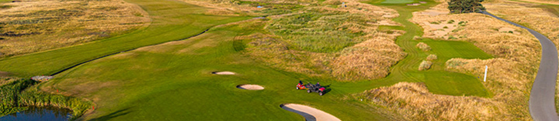 Southport England An Aerial View For The Hillside Golf Course With Green Keepers Using A Jpg